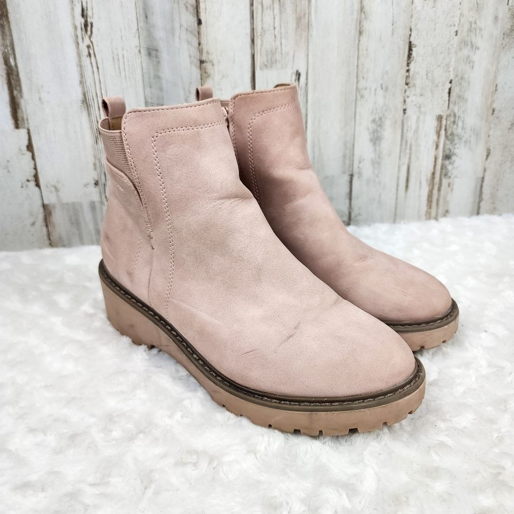 So Good for Life Inaya Wedge Boots Blush Pink Size 6